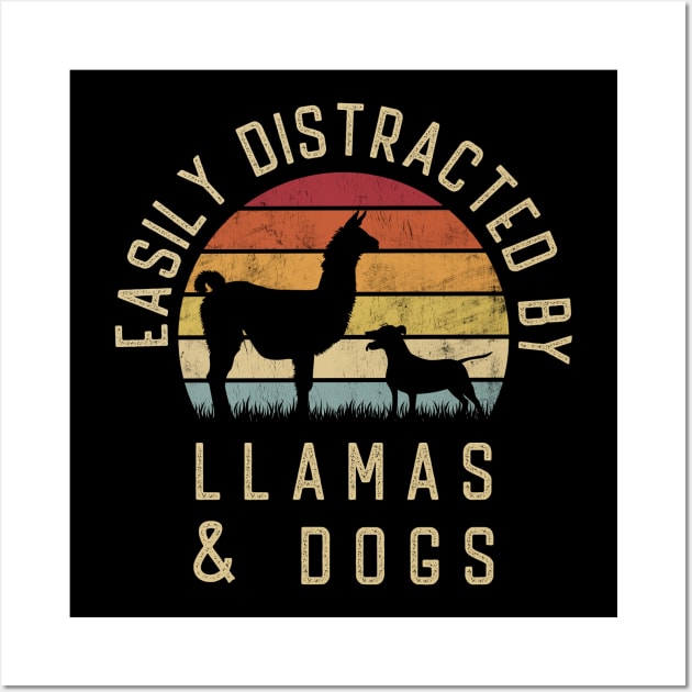 Easily distracted by Llamas and dogs I like heart Llama dog Wall Art by sports_hobbies_apparel